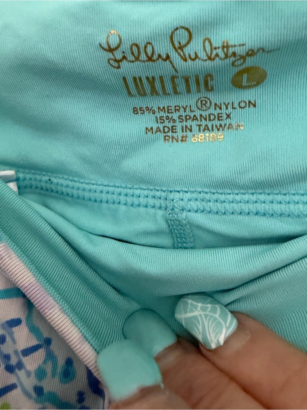 Women's Blue Pink Printed Swim Skort - Picture 4 of 4